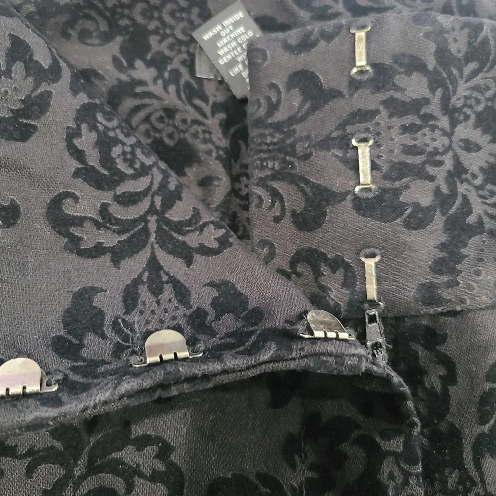 INC International‎ Concepts Black Damask Flocked Velvet Pants Womens 10 Mid Rise